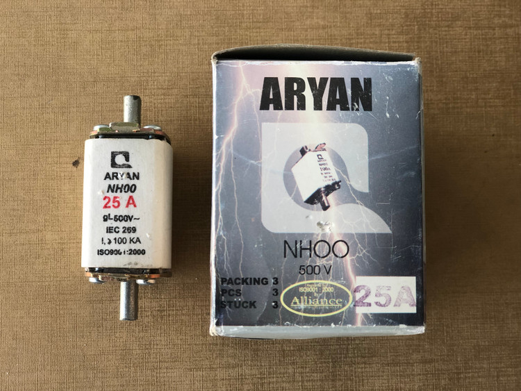 فیوز کاردی 25 آمپر پایه کوتاه NH 00 NV 00